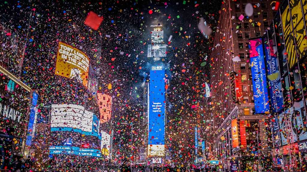 New Year Celebrations-United States: Times Square Ball Drop, New York City