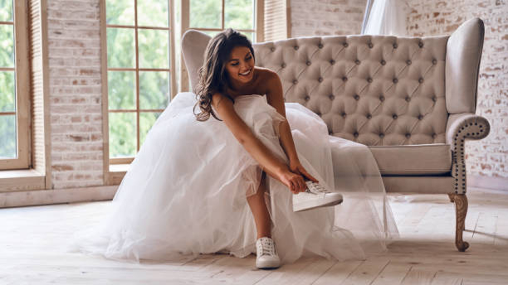 a bride with Sneakers