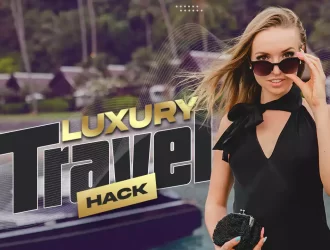 Girl on a luxury travel but with a big budget smiling